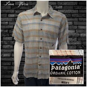 Patagonia Men's Casual Plaid Shirt - Brown and Blue